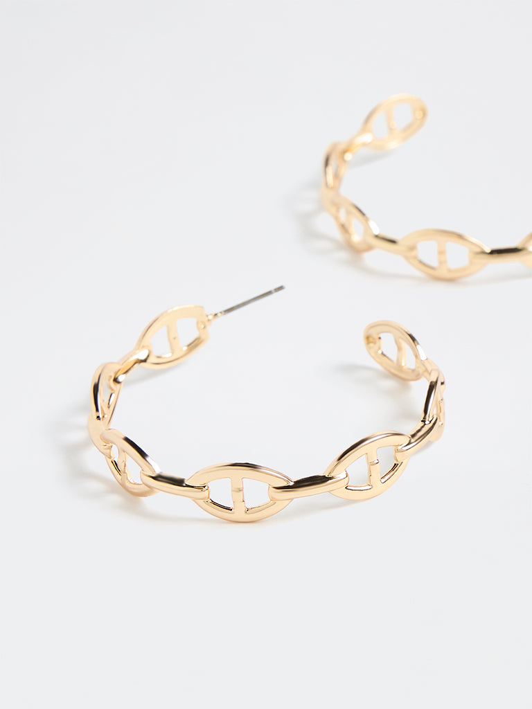 Westside Accessories Gold Chain-Link Hoop Earrings