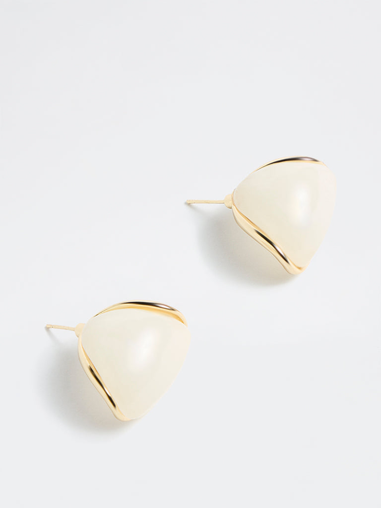 Westside Accessories Off-White Resin Hoop Earrings
