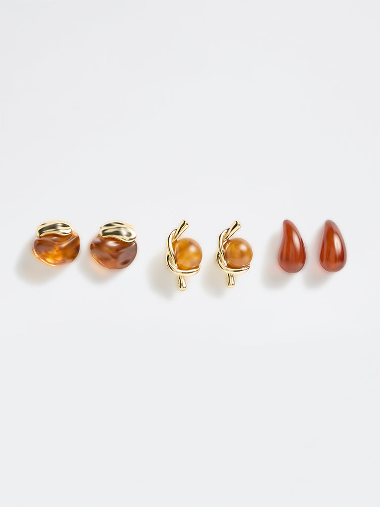 Westside Accessories Brown Resin Stud Earrings