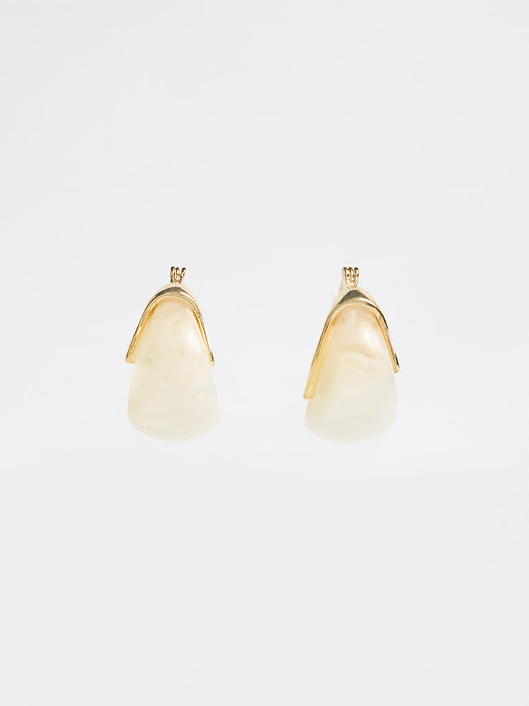 Westside Accessories Off-White Resin Hoop Earrings