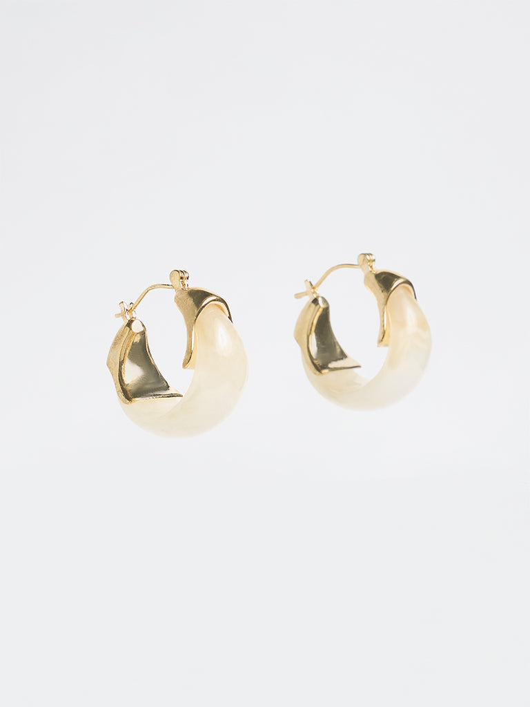 Westside Accessories Off-White Resin Hoop Earrings