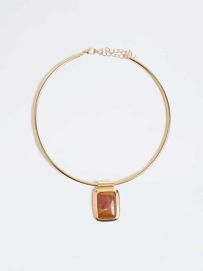 Westside Accessories Brown Resin Pendant Collar Necklace