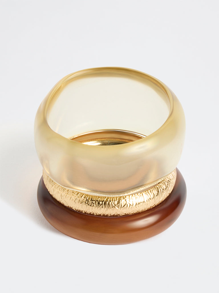 Westside Accessories Gold Resin and Metal Bangles - Pack of 3