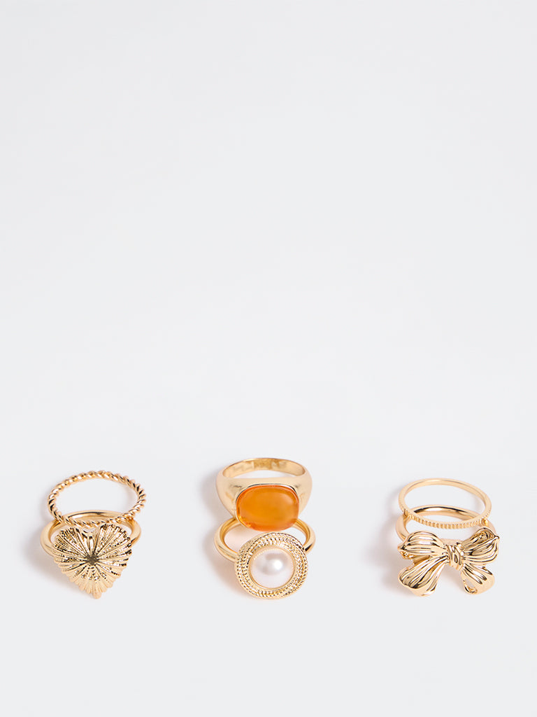 Westside Accessories Gold Motif Rings - Pack of 6