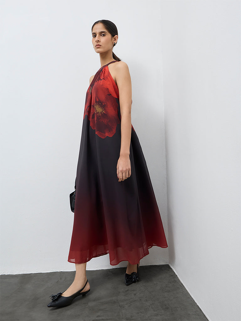 Wardrobe Black Floral Pattern A-Line Dress