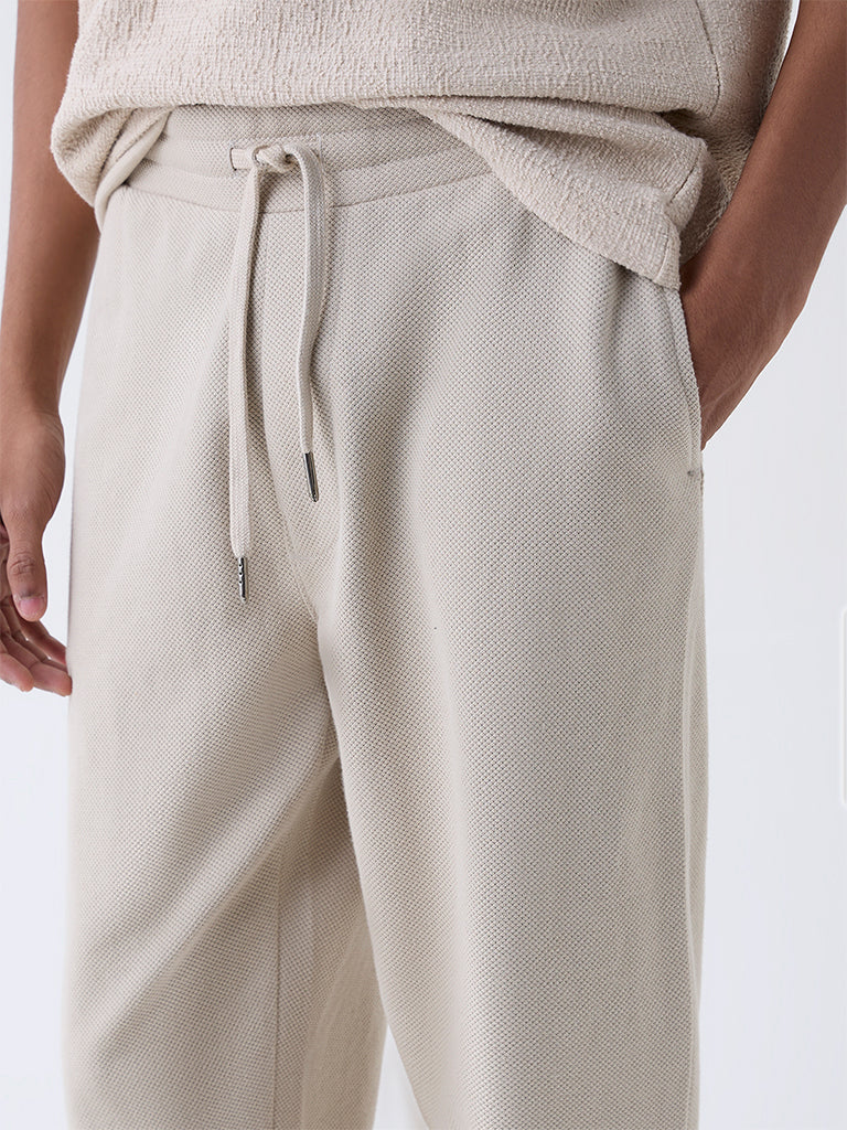 ETA Beige Relaxed-Fit Mid-Rise Cotton-Blend Joggers