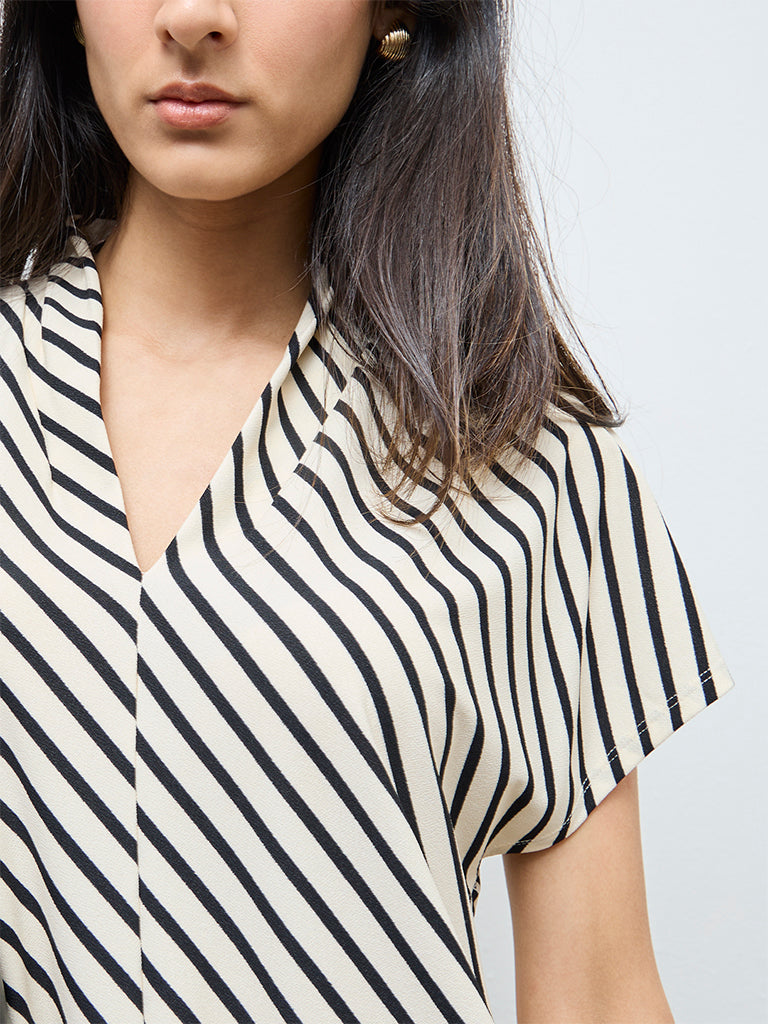Wardrobe Ivory Stripe Printed Top