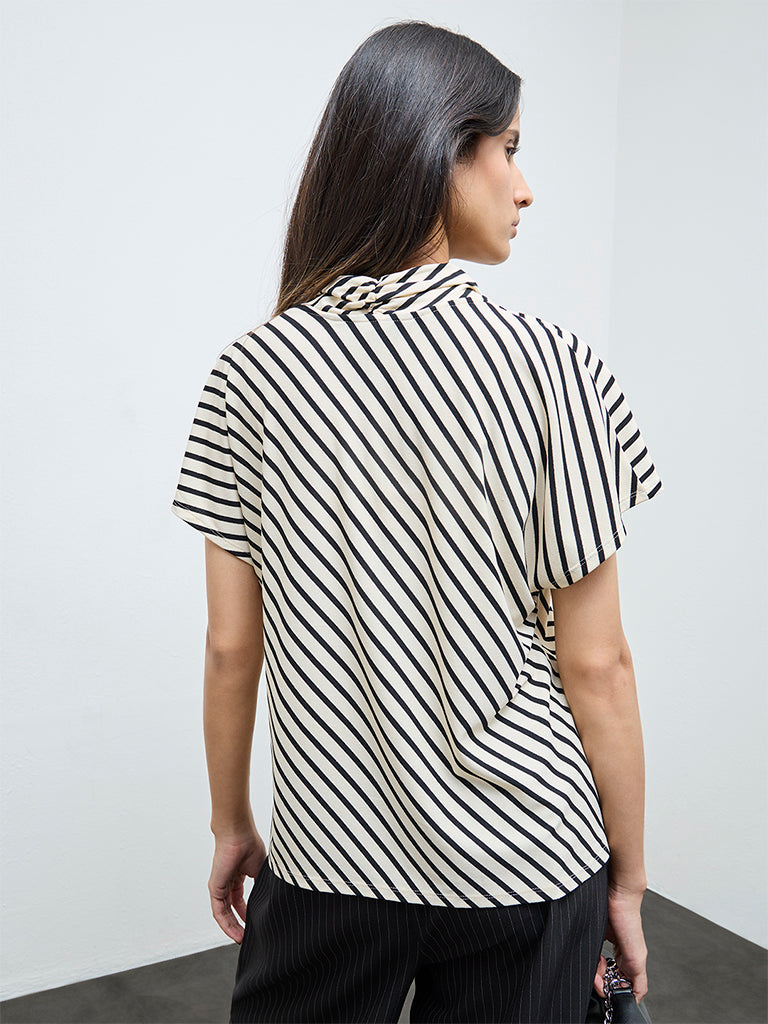 Wardrobe Ivory Stripe Printed Top