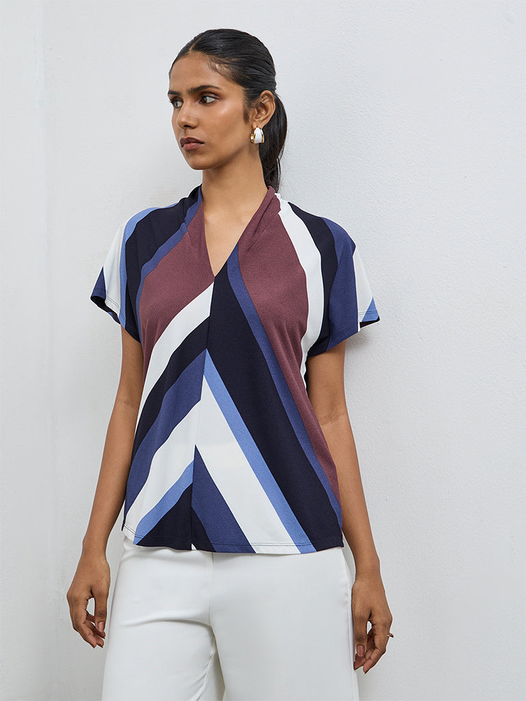 Wardrobe Multicolour Stripe Printed Blouse