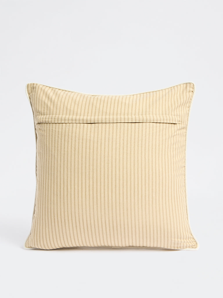 Westside Home Beige Floral Embroidered Cushion Cover