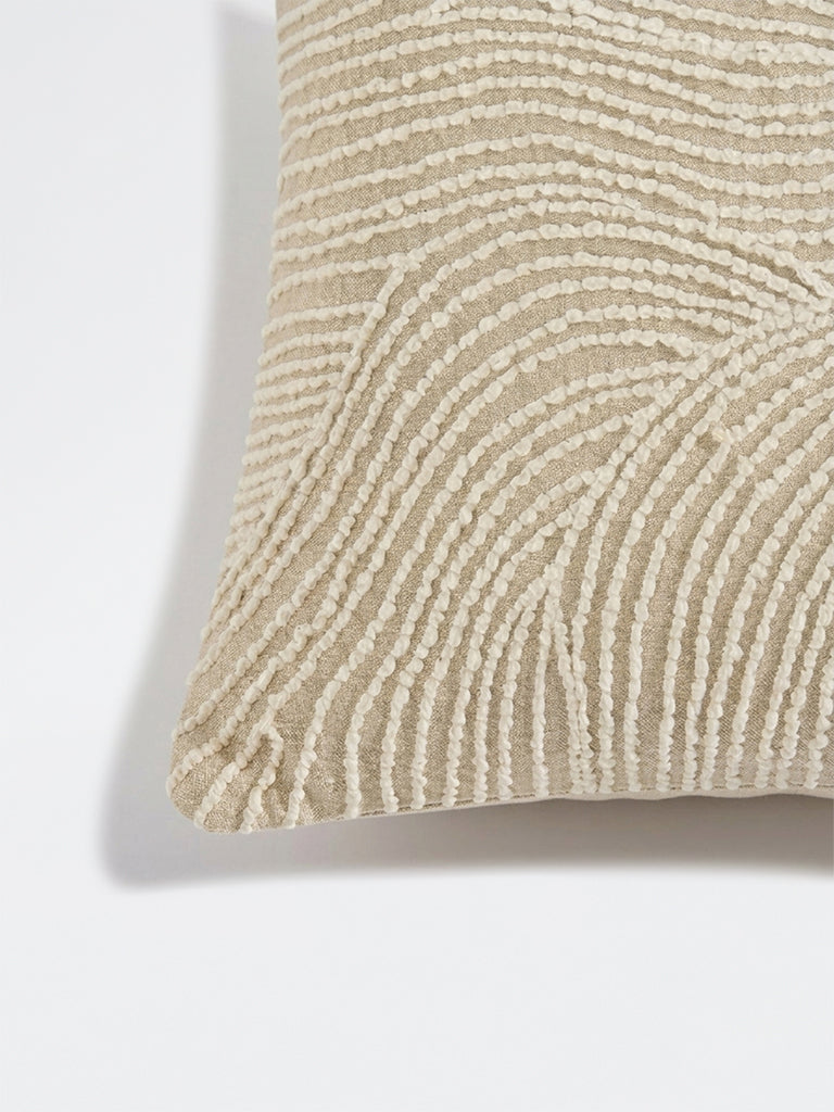 Westside Home Beige Wavy-Textured Cushion Cover