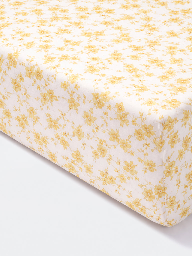 Westside Home Yellow Floral Printed King Bed Sheet Set