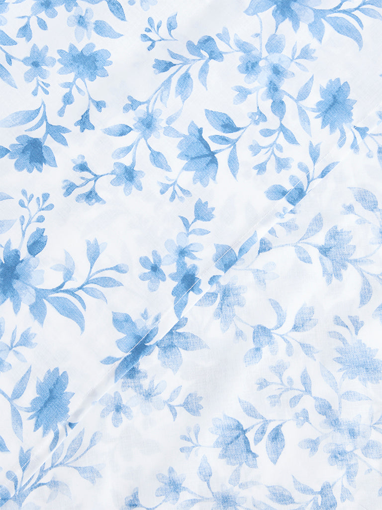 Westside Home Blue Floral Printed King Bed Sheet Set