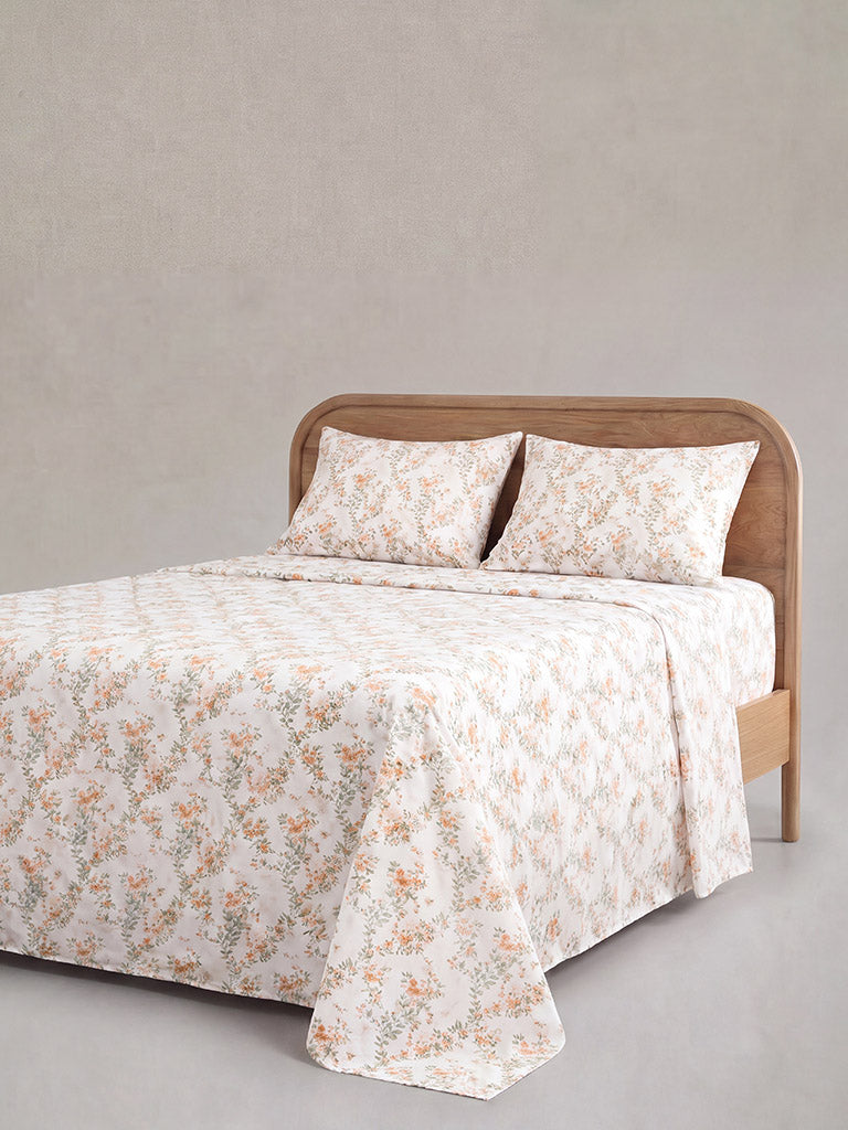 Westside Home Orange Foliage Pattern King Bed Sheet Set
