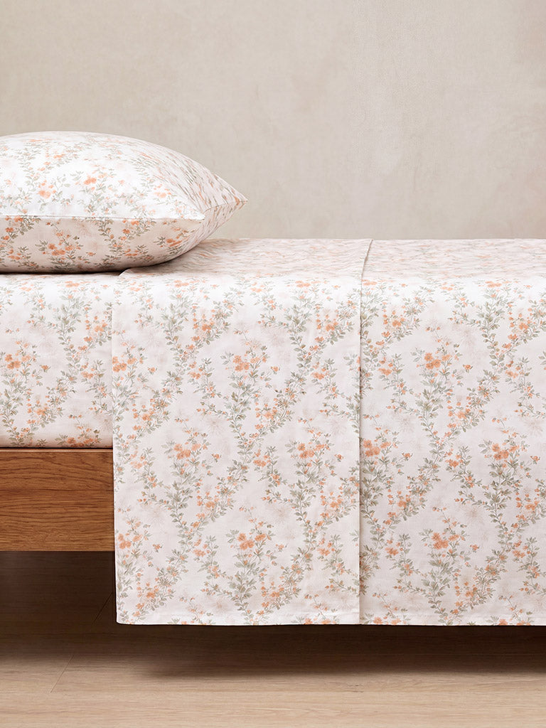 Westside Home Orange Foliage Pattern King Bed Sheet Set