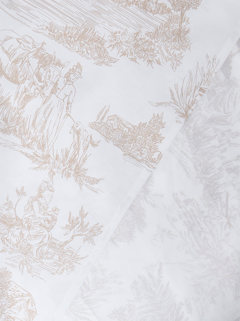 Westside Home Taupe Toile Printed Queen Bed Sheet Set