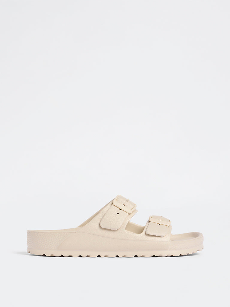 LUNA BLU Ivory Dual-Strap Slip-On Sandals