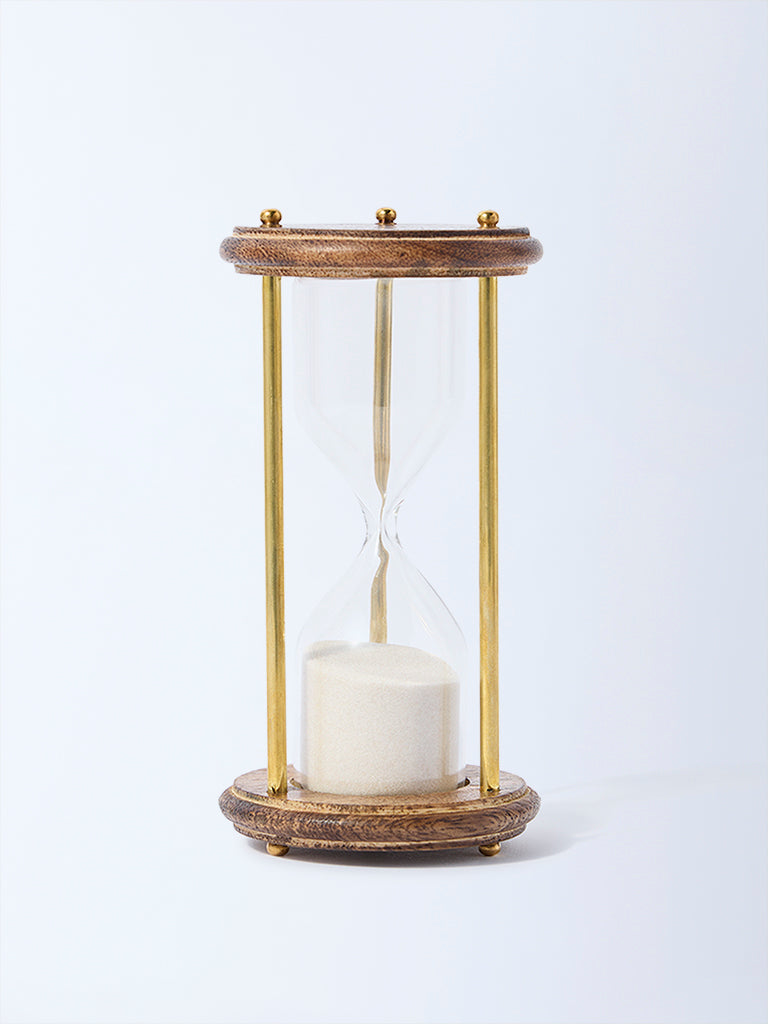 Westside Home Brown Wood and Metal Hour Glass