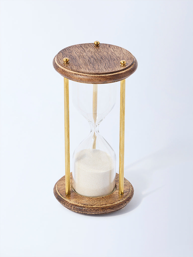 Westside Home Brown Wood and Metal Hour Glass