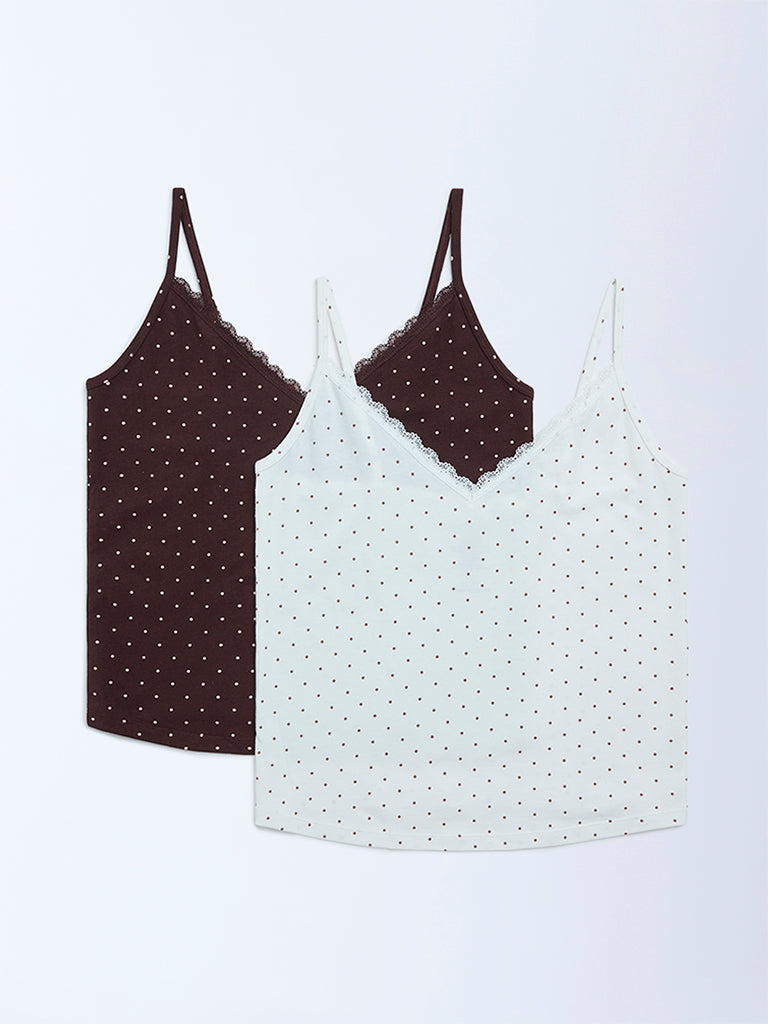 Superstar 2-Pack Polka-Dot Cotton-Blend Camisoles