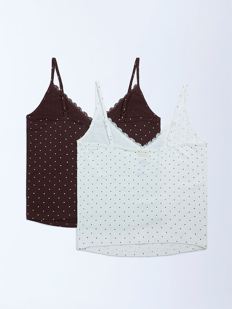 Superstar 2-Pack Polka-Dot Cotton-Blend Camisoles