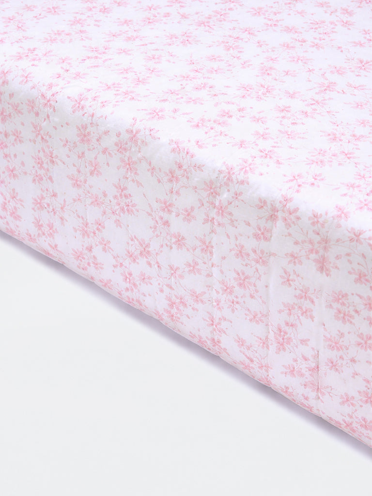 Westside Home Pink Printed Reversible Quilted Queen Bed Comforter