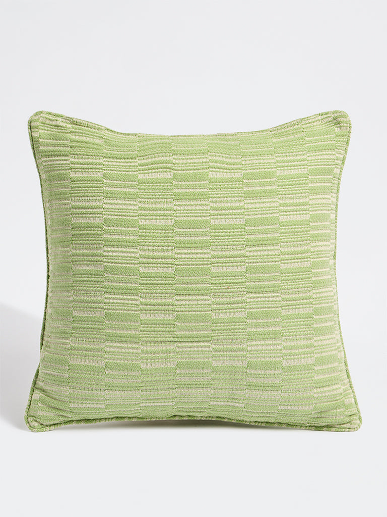 Westside Home Green Stripe-Textured Cushion Cover