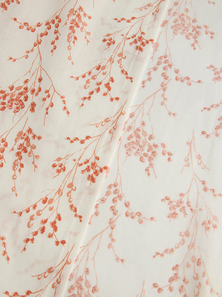 Westside Home Orange Botanical Design King Bed Sheet Set