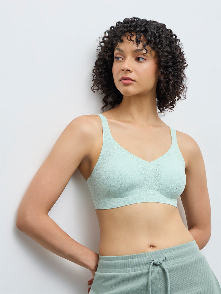 Wunderlove Aqua Floral Lace Padded Bra