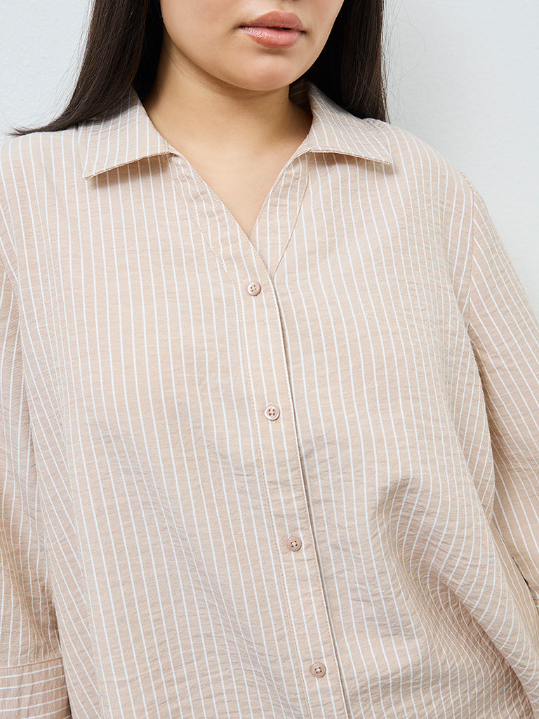 Gia Beige Striped Shirt