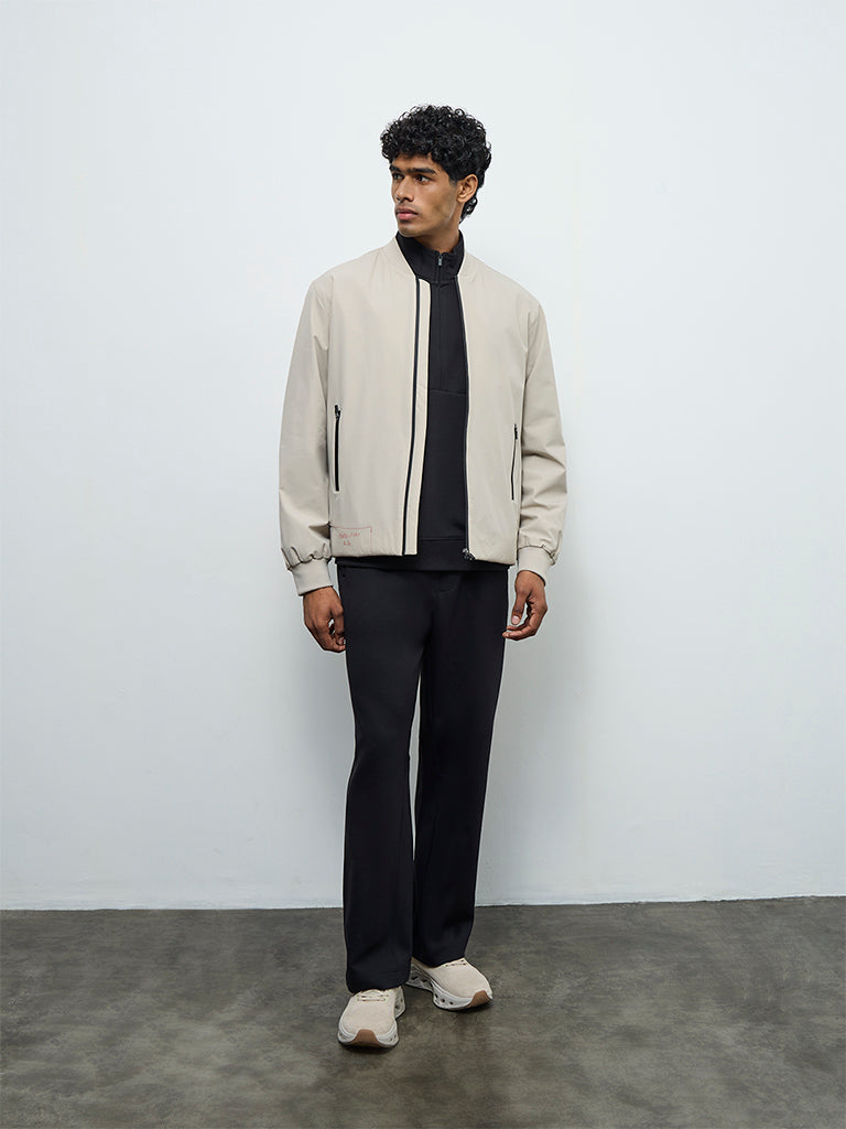 Nuoflexx Light Beige Relaxed-Fit Bomber Jacket