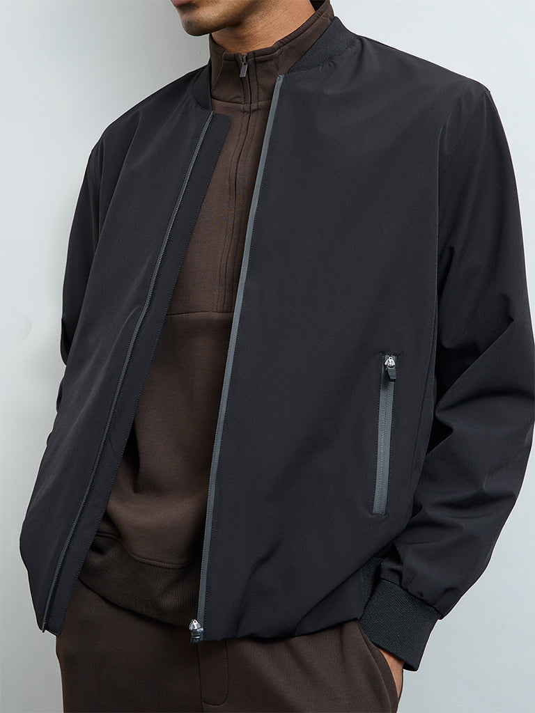 Nuoflexx Black Relaxed-Fit Bomber Jacket