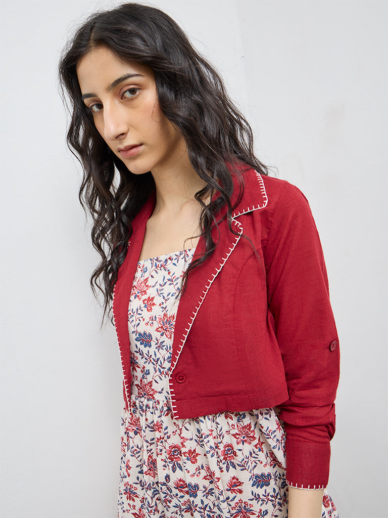 Bombay Paisley Off-White Floral Cotton Tiered Dress