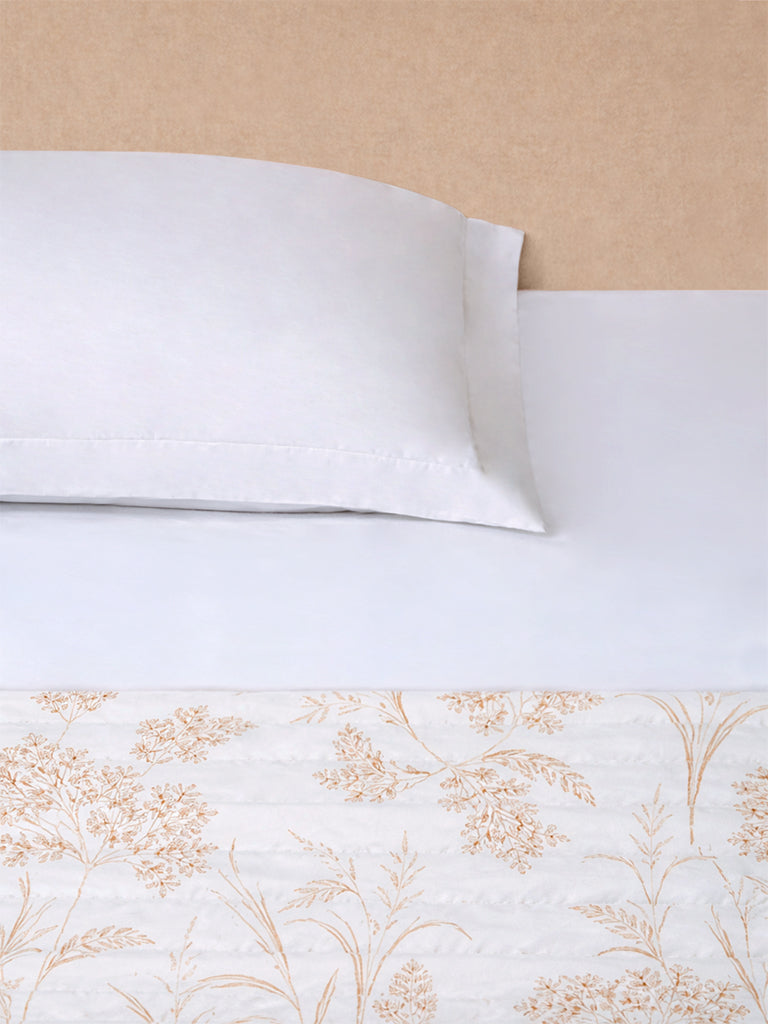 Westside Home Beige Floral Reversible Double Bed Comforter