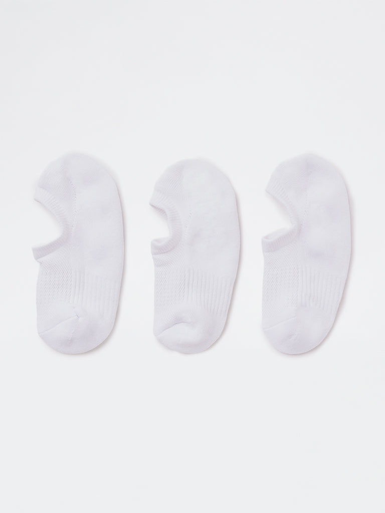 WES Lounge White Textured Cotton-Blend Socks - Pack of 3