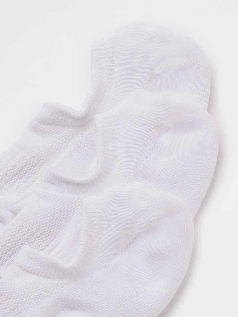 WES Lounge White Textured Cotton-Blend Socks - Pack of 3