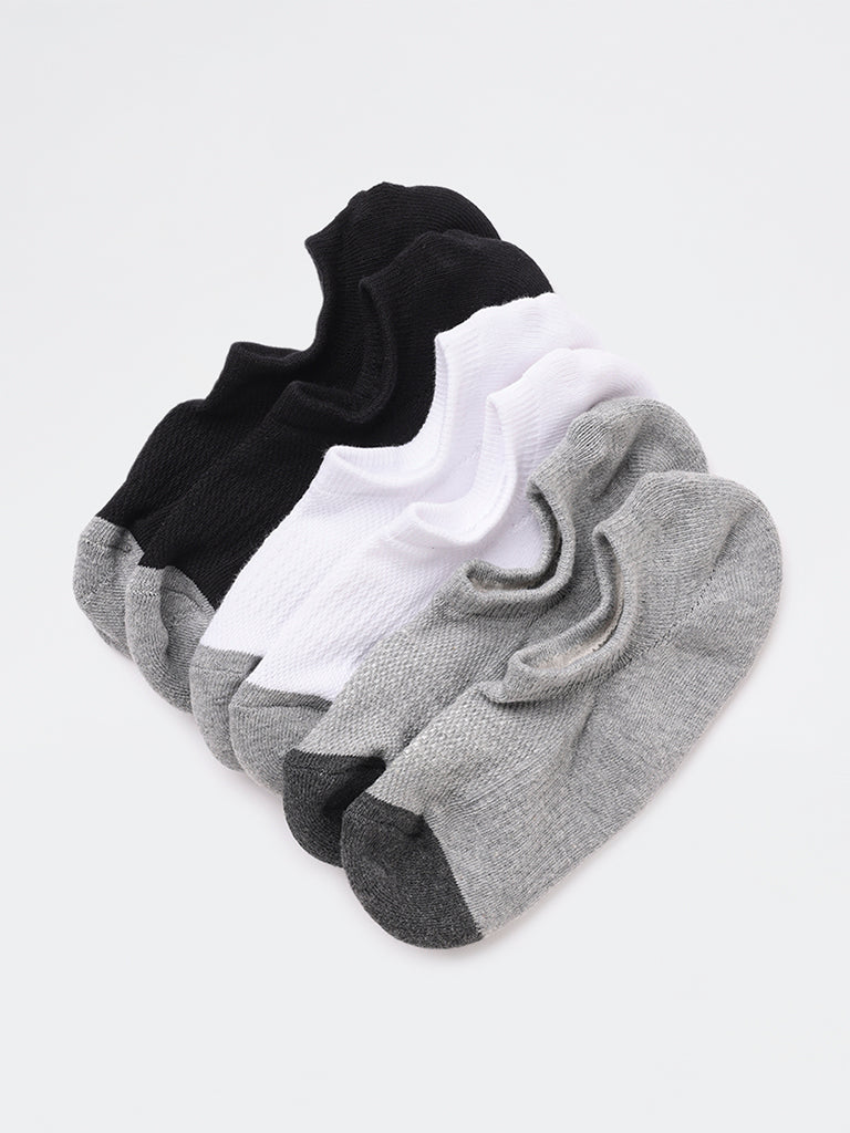 WES Lounge Grey Cotton-Blend Socks - Pack of 3