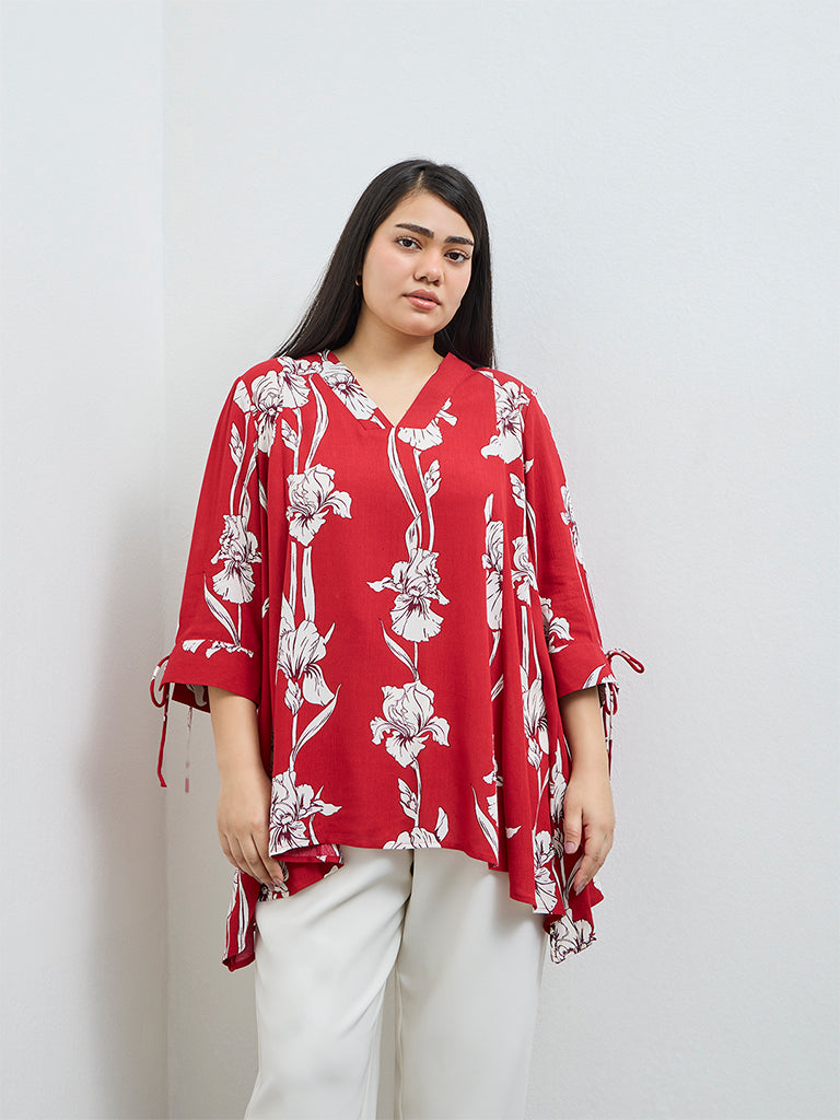 Gia Red Foliage Printed Blouse