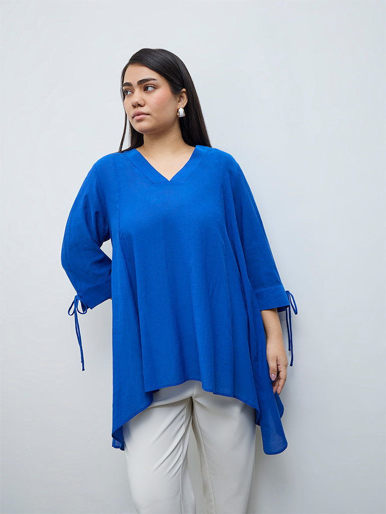 Gia Blue Asymmetrical Blouse