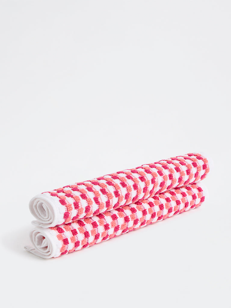 Westside Home Pink Popcorn Textured Face Towel (Set of 2)