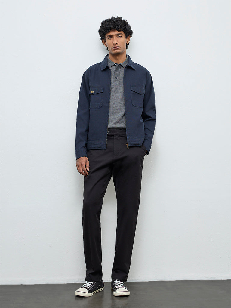 WES Casuals Navy Relaxed-Fit Cotton Jacket