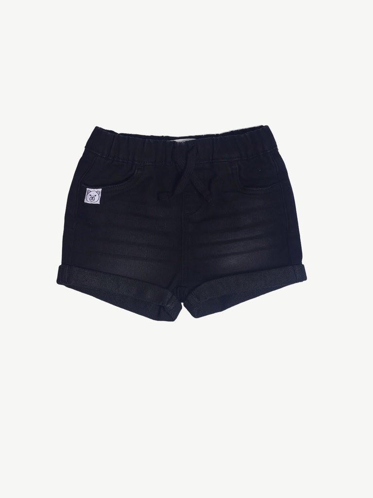 HOP Baby Boys Black Regular Fit Denim Shorts