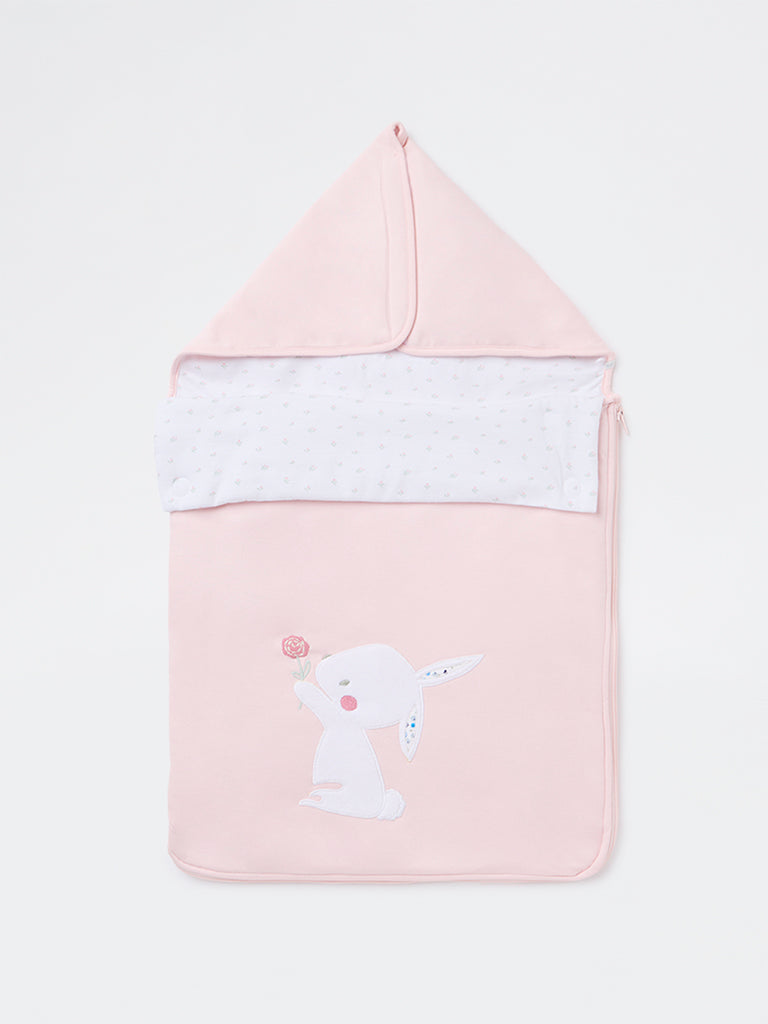 HOP Baby Girls Light Pink Animal Printed Cotton Sleeping Bag