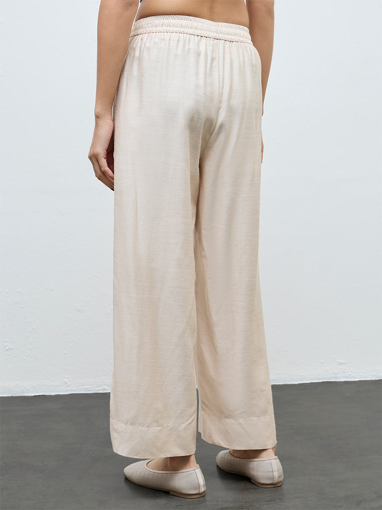Zuba Beige Solid Pants