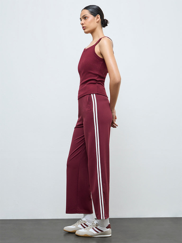 Nuoflexx Burgundy Striped Track Pants
