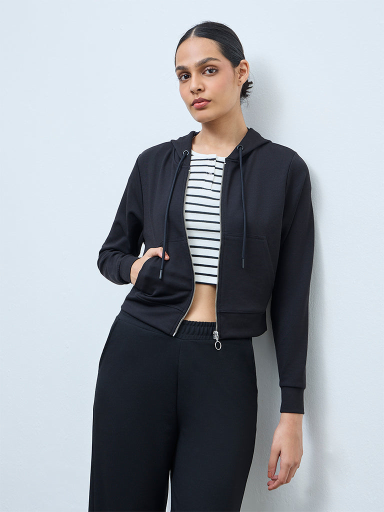 Nuoflexx Black Solid Hooded Jacket