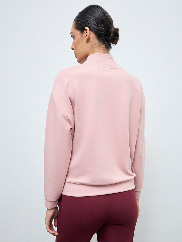 Nuoflexx Dusty Pink Embroidered Quarter-Zip Sweatshirt