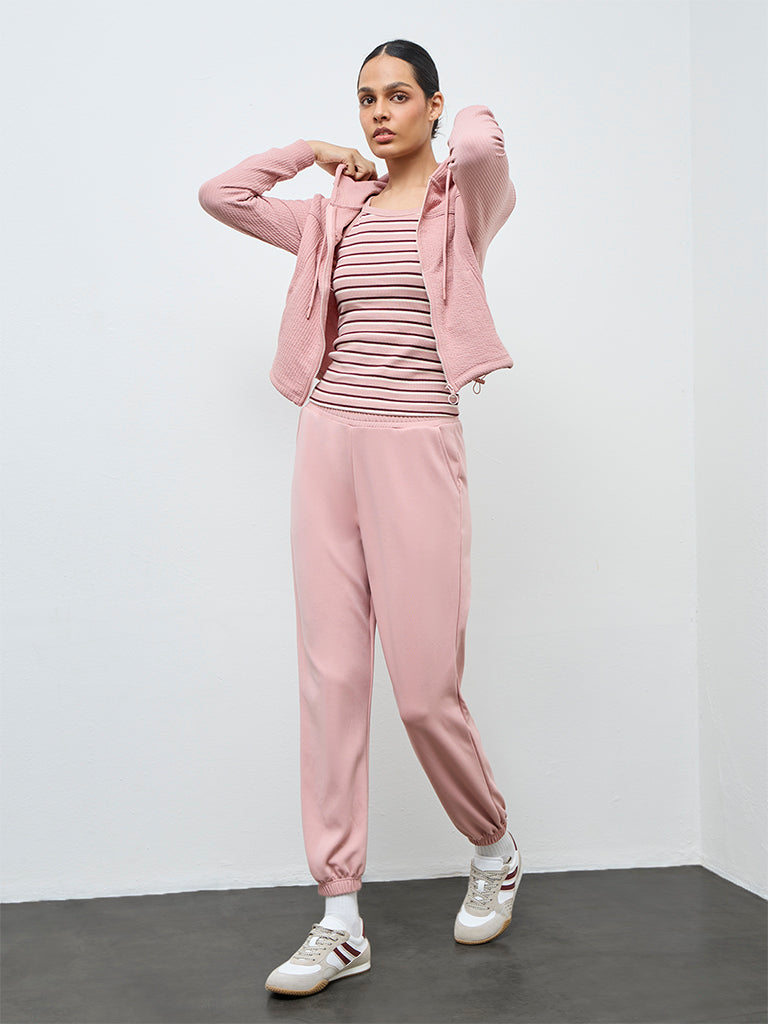 Nuoflexx Dusty Pink Textured Hooded Jacket