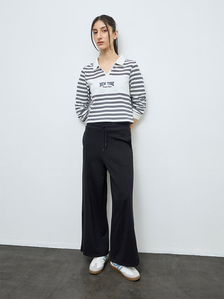Nuoflexx White Striped Cotton-Blend T-Shirt