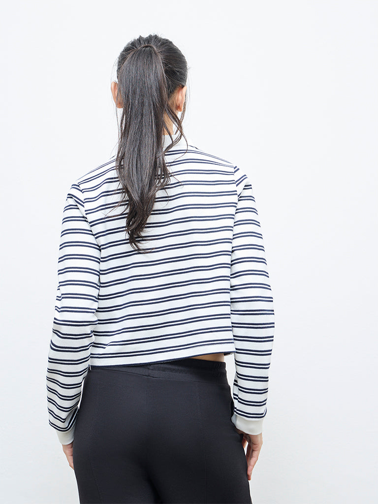 Nuoflexx White Striped Cotton-Blend T-Shirt